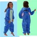Unisex Children Animal Onesie Pajamas,Kids Flannel Halloween Cosplay Costume/Homewear/Sleepwear (Blue)