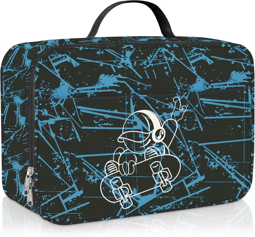 Clastyle Gamer Insulated Kids Lunch Bag Large Thermal Cooler Bag for Boy Picnic School Lunch Box Tote,Skateboard Boy