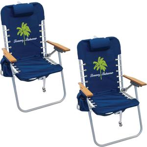 Tommy Bahama Hi-Boy 17" Seat Height 4-Position Lace-Up Suspension Folding Beach Backpack Chair
