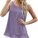 Jouica Women's Sleeveless Chiffon Tank Top Double Layers Casual Blouse Tunic size 3XL