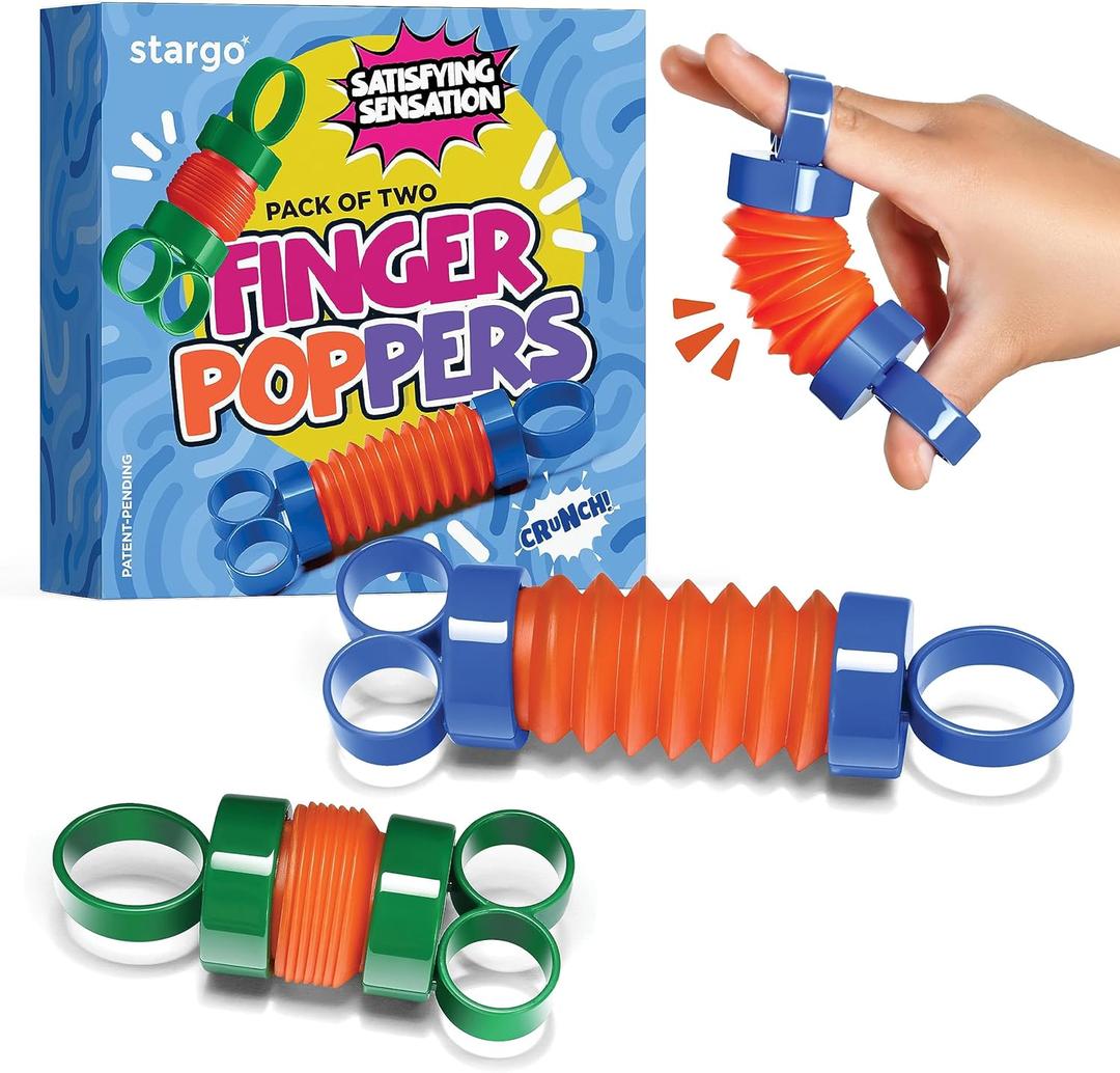 Finger Poppers Hand Gripper Strengthener for Kids Hand Exercisers Pop Tube Mini Fidget Toys - Sensory Toy for Kids - Finger Strengthener and Hand Therapy Stocking Stuffers - Pack of 2