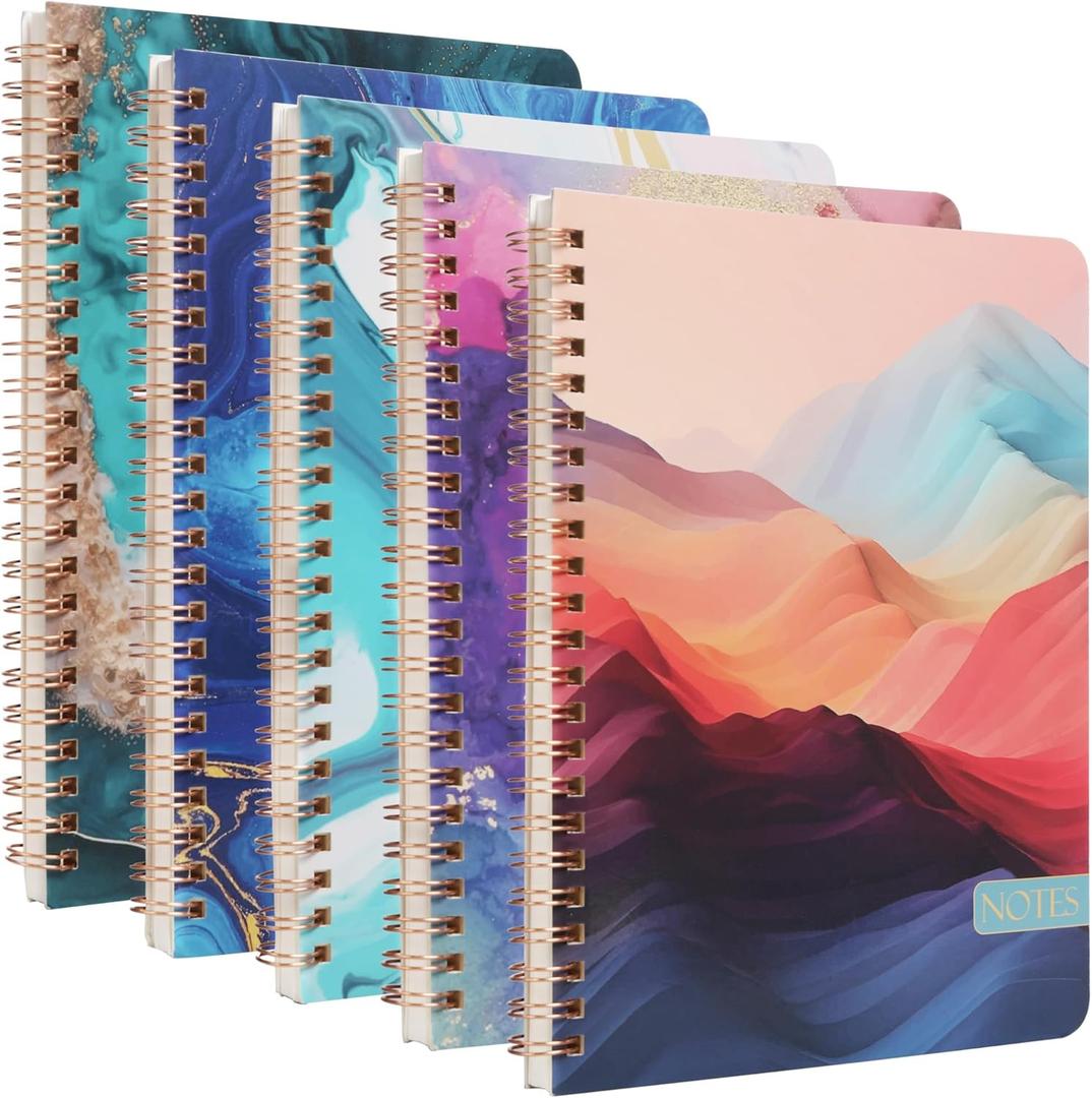 TIEFOSSI Spiral Notebook Journals for Women Men,8 MM College Wide Rule Journals for Writing, Hardcover Notebooks,160 Pages Diary for School Supplies, Office, 8.2" X 6.2"