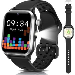 Kids Smart Watch, No App or Phone Needed, Fitness Tracker Watch, Heart Rate, Workout Tracker, IP68 Waterproof, Sleep Monitor, Puzzle Games for Boys Girls Ages 4-12, Black