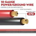 100FT 10 Gauge Wire (50ft Each- Black/Red) 4 40A Fuse Holder/20 Lugs/ 3:1 Heat Shrink Tube-Copper Clad Aluminum CAA-Primary Automotive Wire,Car Amplifier Power & Ground Cable