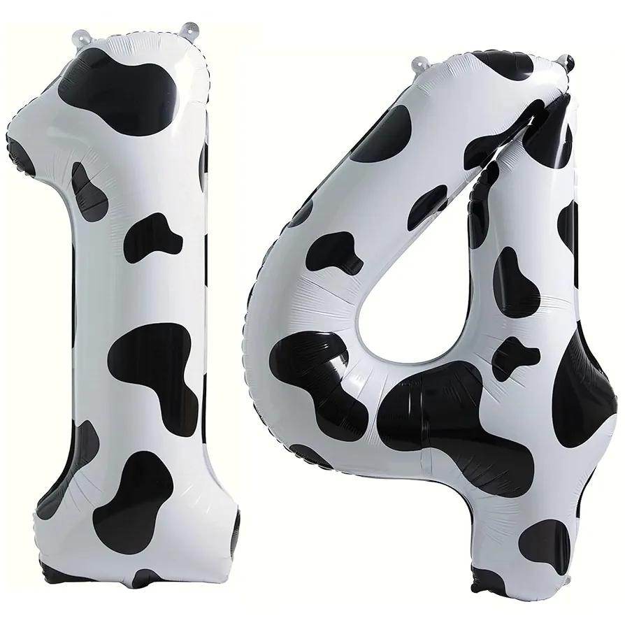 40 Inch 14th Giant Cow Print Number Balloons,Birthday/Party balloons (Cow Print Number 14)