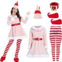 rumnigh Christmas Elves Costume For Women,Elves costume adult Women Christmas Cosplay Costume Full Set (Pink, Medium)