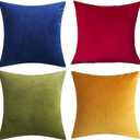 Andreannie Pack of 4 Gold Velvet Cozy Decorative Throw Pillow Covers 18x18 Soft Cushion Case for Couch Sofa Bed (Mixed 4 Pcs, 18" x 18" (Pack of 4))