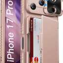 Vihibii for iPhone 17 Pro Case Wallet with Card Holder (4 Cards) [RFID Blocking] & Slide Camera Cover, Military Grade Drop Protection, Rugged Back & Silicone Edge Phone Case 6.3" 5G 2025, Rose Gold