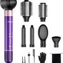 7-in-1 Hair Dryer Brush and Hair Styler Set  Fast Drying, Curling, Straightening & Volumizing  Hot Air Styling Tool with No Heat Damage  for All Hair Types  Violet