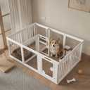 Clear Acrylic Dog Playpen with Door, DIY Modular Indoor Pet Fence
24 Inch Height 12 Panels, Multi-Room Separate Area, Easy Assemble & Washable Plastic Puppy Enclosure (White)