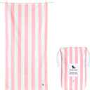 Dock & Bay Beach Towel - Quick Dry, Sand Free - Compact, Lightweight - 100% Recycled - Includes Bag - Cabana Light - Malibu Pink - Large (160x90cm, 63x35)
