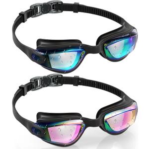 Aegend Swim Goggles for Kids Youth 3-14 Anti-Fog Anti-UV Comfort Fit Goggles for Swimming (Aqua & A-bright Rose)