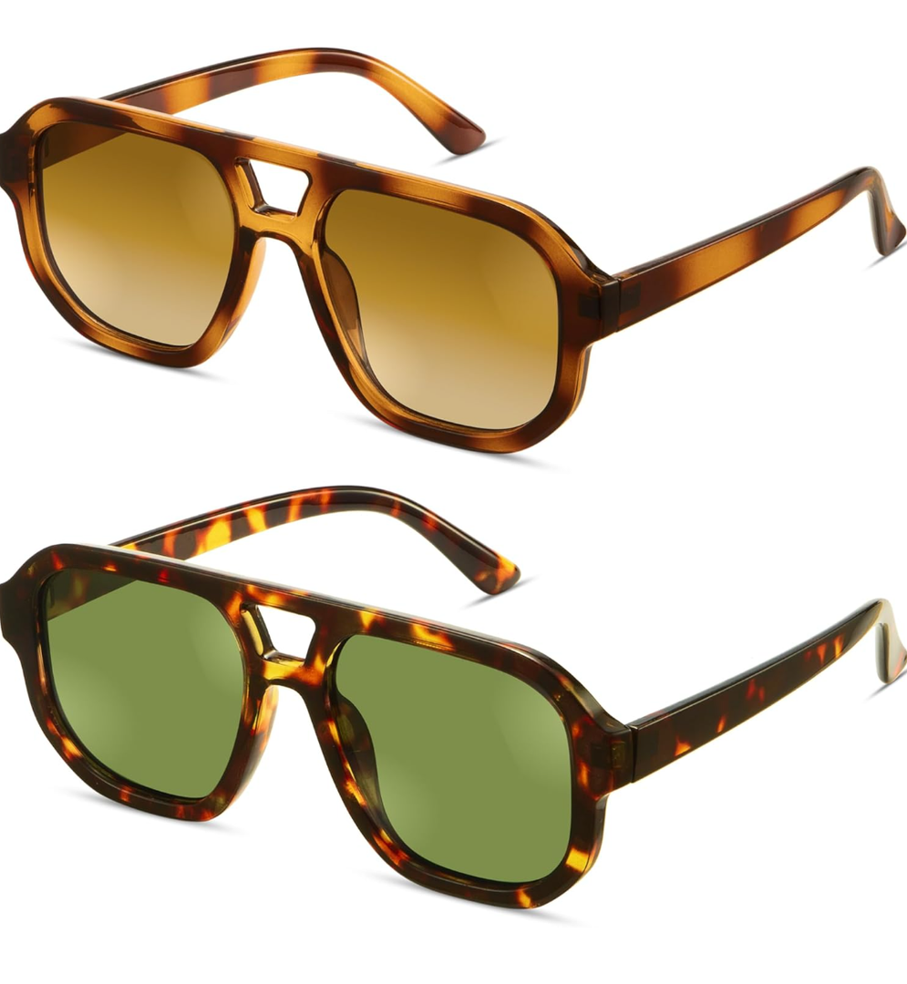 livho Trendy Polarized Square Aviator Sunglasses Women Men Square Eyewear Frame, Retro Sun Glasses for Women Men 2025 Shades