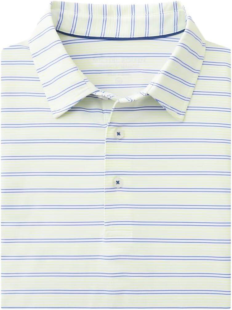 Rouen Men's Polo Shirts Short Sleeve Dry Fit Performance Wicking Moisture Causal Striped Collared Golf Shirts for Men (M)