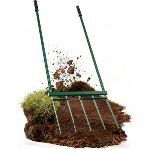 Broadfork Garden Tool, 5-Tine Heavy Duty Broad Fork, Manual Hand Tiller with 58 Inch Ergonomic Handle, Pitchfork Digging Fork for Cultivating Spading Crushing Aerating Gardening Soil