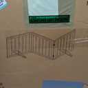 Dog Gate, Bamboo Freestanding Dog Gates for Doorways, Foldable Dog Gate Indoor, Pet Gates for Doorways Bedroom, Puppy Gate with Metal Support Feet, Room Divider 3 Panels (White)