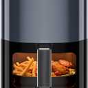 Simple Deluxe 12-in-1 Air Fryer 6.34 Qt, Digital Preset Airfryer with Visible Window, Nonstick and Dishwasher-Safe Basket, Air Fry, Roast, Bake, Dehydrate, Fries, 1700W, Gary (Gray-New)