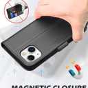 SHIELDON Case for iPhone 14 Plus 5G 2022, Genuine Leather Magnetic Folio Wallet Shockproof Cover Kickstand RFID Blocking Card Slots Compatible with iPhone 14 Plus 6.7" - Black