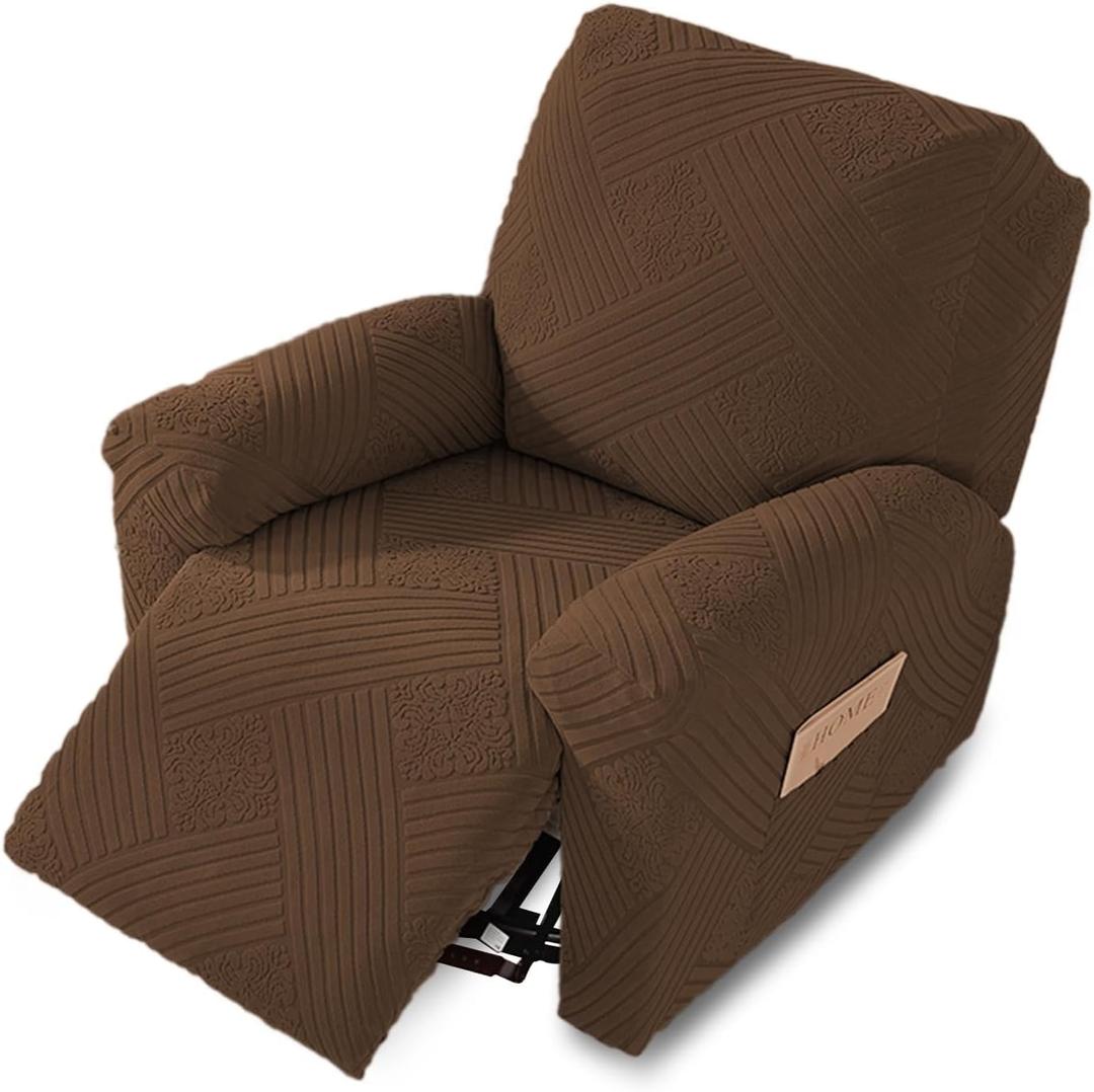 NORTHERN BROTHERS Recliner Cover, Stretch Recliner Covers That Stay in Place, Washable Lazy Boy Recliner Chair Covers, Furniture Protector Recliner Slipcovers for Dog Kid, Brown (Regular 1 Seat)