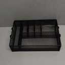 Utensil Caddy with Handle, Metal Paper Plate Holder for Kitchen Counter, Silverware Cutlery Caddy Organizer Flatware Storage for Plastic Spoon Fork Plates Napkins Cup Party Camping Black