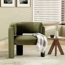 COLAMY Modern Velvet Accent Chair, Upholstered Barrel Chair, Comfy Side Arm Chair with 3 Legs for Living Room, Bedroom, Reading, Green