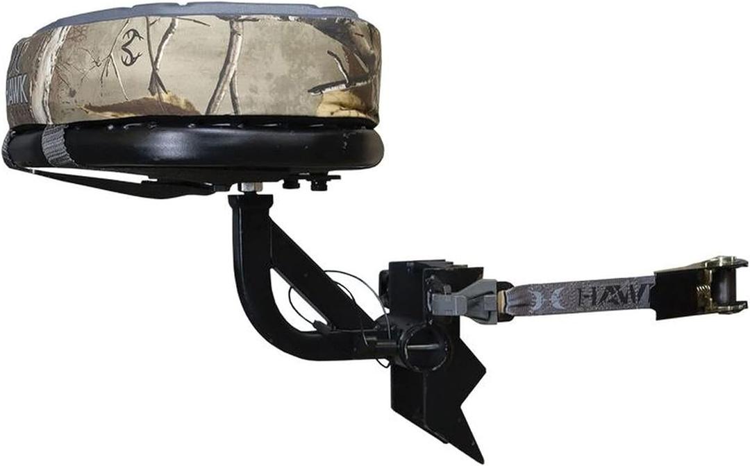 Hawk Any Angle 360 Degree Memory Foam Layered Steel Hunting Tree Seat with 7-Tilt Angle Adjustments, Black, One Size