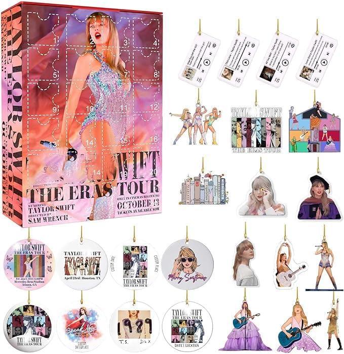 Music Lover Christmas Advent Calendar Acrylic Decoration 2024 for Girls 24 Days Xmas Countdown Calendar DIY Key Chain Kit Gift Blind Box for Kids Teens Women (Pink). 5 pack