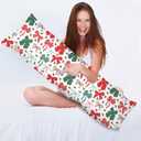 Red and Green Christmas Bows 20x54 Body Pillow Cover, Preppy Girly Christmas Room Decor, Vintage Xmas Coquette Bow Decorative Long Pillow Cases for Bed Couch (Multicolor9)