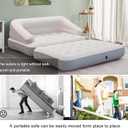 Inflatable Sofa Bed for Camping, Pool Float Couch Outdoor Flocked Mattress Bed with Armrest, Full Size