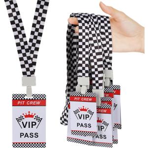30 Sets Racing VIP Pass Cards with Checkered Racing Lanyards VIP Passes with Lanyard Suitable for VIP Racing Themed Party Decorations Birthday Party Backstage Pass VIP Car Accessories