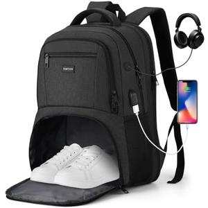 YAMTION Gym Backpack For Men Women With Shoe Compartment, 17.3 Inch Bookbag For Boys with USB Port For Workout College Sport