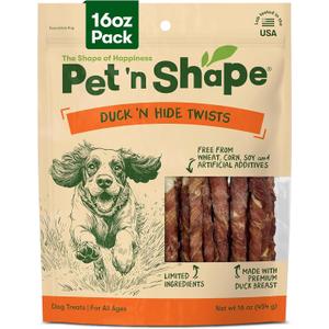 Pet 'n Shape Duck 'n Hide Twists - Duck Wrapped Rawhide Natural Dog Treats, Small, 1 Pound (Pack of 1) (EXP 01/14/28)