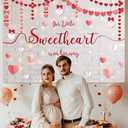 MEHOFOND Valentine's Day Baby Shower Backdrop for Girls A Little Sweetheart is On Her Way Baby Shower Decorations for Girls Brick Wall Pink Red Heart Photography Background Photo Shoot Props 7x5ft