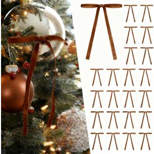 5 x Christmas Decoration, Velvet Christmas Wreath Bows for Christmas Tree Decoration, 30PCS, 5 x 7 Inch (Brown)