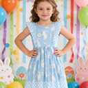 Goodstoworld Toddler Girl Dress for Kids Summer Beach Ruffle Tie Back Dresses for 2-8T (4-5T, A0-easter Bunny 02)
