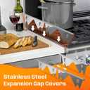Stainless Steel Stove Gap Covers,Stove Gap Filler, Range Trim Kit, Stove Gap Guards, Heat Resistant and Easy to Clean, Easy retractable Length 13.8" to 27.5", Width 0.79",Silver(2PCS)