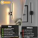 Battery Operated Wall Sconce with Remote Control, USB Rechargeable Wireless Wall Sconce Set of 2, LED Dimmable Wall lamp, 3 Color/Timer/Memory, Black Wall lights for Bedroom Living Room, 31.5 inch