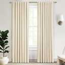 QJmydeco Light Beige Living Room Curtains Ideas Modern Black Out Curtains for Bedroom Windows Treatments, Heat & Cold Blocking Drapes for Sliding Glass Door 2 Panels Cottage 127X299cm