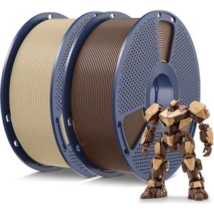 SUNLU PLA 3D Printer Filament, Neatly Wound PLA Filament 1.75 mm, Dimensional Accuracy +/- 0.02mm, Good Vacuum Packaging Consumables, PLA 2kg in Total, 1kg per Spool, Pack of 2,Oak+Coffee Brown