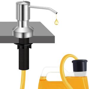 Sink Soap Dispenser for Kitchen Sink, Countertop Built in Sink Soap Dispenser with 47Extension Tube kit, No Need to Fill The Little Bottle Again (Brushed Nickel)