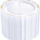 DaYammi 60PCS Clear Plastic Plates Heavy Duty Clear Disposable Plates 7.5 Fancy Gold Dessert Platos Small Cake Plates Appetizer Platos Hard Round Plastic Disposable for Wedding and Party