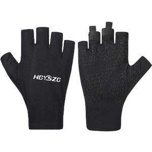 Fingerless UV Protection Gloves - Men & Women's Fishing, Driving, Sailing, Kayak, Paddling & Rowing Gloves (X-Large, Black)