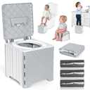 Orzbow Portable Potty Seat for Toddler Travel, Foldable Potty Training Seat with Storage Bag for Boys and Girls 18+ Months, Includes Disposable Potty Bags - Toddler Travel Essentials, Grey