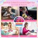 2 Pack Sensory Activity Board Silicone Fidget Toy, Double-Sided Rainbow Sensory Toys for Autism, Stress, Anxiety, ADHD, Kids 3+& Adults, Includes Travel Bag & 24 Strings, Red & Dark Blue