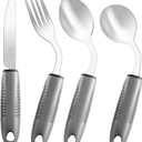 Adaptive Utensils,Weighted Utensils for Hand Tremors,Utensils for Parkinsons Patients,Elderly,Arthritis,Weak Hand Grip,Tremors&Handicapped.Stainless Steel Knife,Fork and Spoons Set (4pcs Right-Handed)