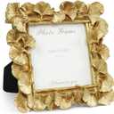 Cuspin 4x4 Frame Small Picture Frames, Gold Vintage Ornate Leaf Textured Hand-Crafted Resin with Glass Front, Antique Photo Frame for Tabletop Display, Retro Design Home Decor