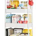 TOOLF 4-Tier Metal Rolling Cart with Wheels, Storage Utility Organizer Cart for Kitchen, Bathroom, Office, Baby Essentials & Makeup - Lockable Casters, Easy Assembly, Large Capacity, White