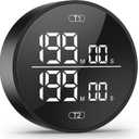 Dual Digital Kitchen Timer for Cooking, 199 Minutes Countdown & Stopwatch, Productivity Timer for Fridge, Big Digits, High-Definition Display, Rotary Adjustment, 3 Volumes, 2 Brightness Levels, Black