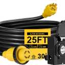 25FT 30 Amp Generator Cord with Pre-Drilled Power Inlet Box,Heavy Duty Generator Power Cord 4 Prong,125/250V,NEMAL14-30P/14-30R,Waterproof,ETL Listed,Home/RV Power Supply (25 FT)