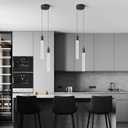 Modern Light Fixture Kitchen Island Pendant Light Dimmable LED Black Pendant Lights Mini Crystal Pendant Lighting for Bedroom Dining Room Living Room2-Light